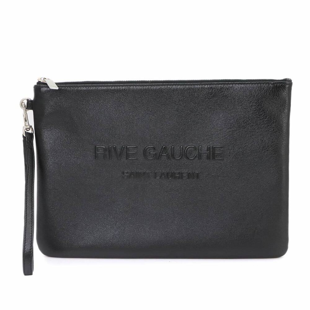 Saint Laurent SAINT LAURENT Clutch Handbag Pouch Leather Black 581369 Silver ...